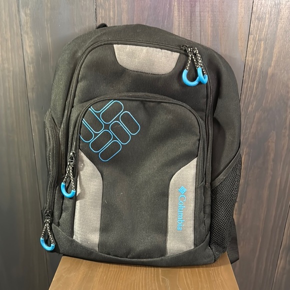 Columbia Black and Gray Backpack Diaper Bag with Blue Accents - Picture 1 of 5